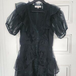 LoveShackFancy 100% Silk Ruffle Mini Dress